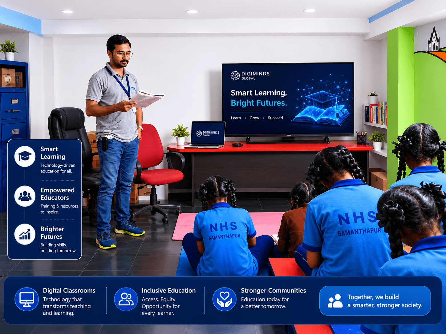 DigiMinds Global AI training session in a school classroom